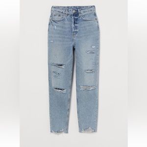 High Waisted Distressed Mom Jeans